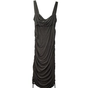 ASOS Design Dress Womens 10 Houndstooth Ruched Bodycon Midi Sleeveless Y2K Retro